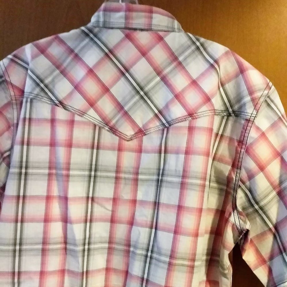 WRANGLER 20X PLAID WESTERN SNAP SHORT SLEVE SHIRT